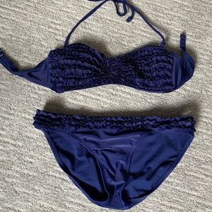 Ruffled navy bikini